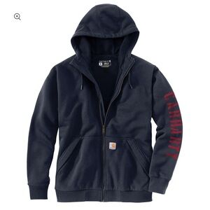 Carhartt Men's Rain Defender Loose Fit Fleece-Lined Navy Blue Jacket Size XL